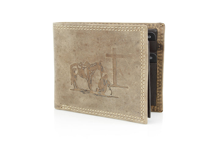 Men’s Bi-Fold Wallet with Praying Cowboy Emboss ABMWVT 02