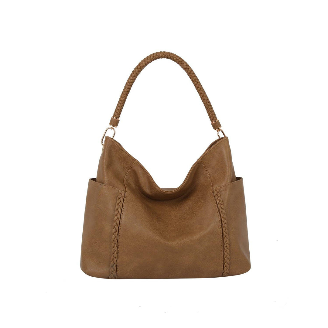 Braided Handle Soft Hobo Shoulder Bag