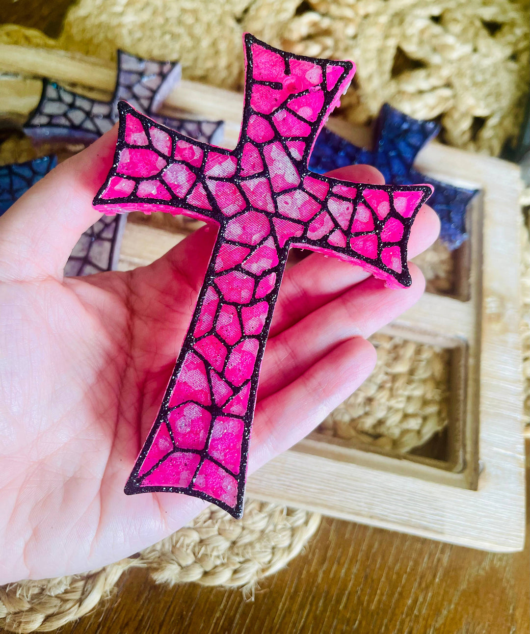 Stained Glass Cross Car Freshie 