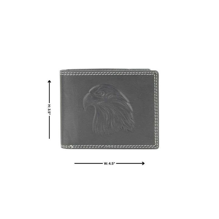 Oil Pull Up Embossed Eagle Bifold Wallet ABB 003