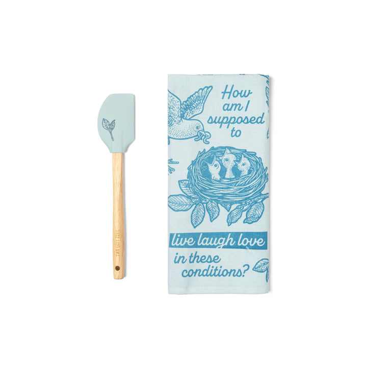 Two Left Feet The Reluctant Chef Tea Towel & Spatula Set Ast