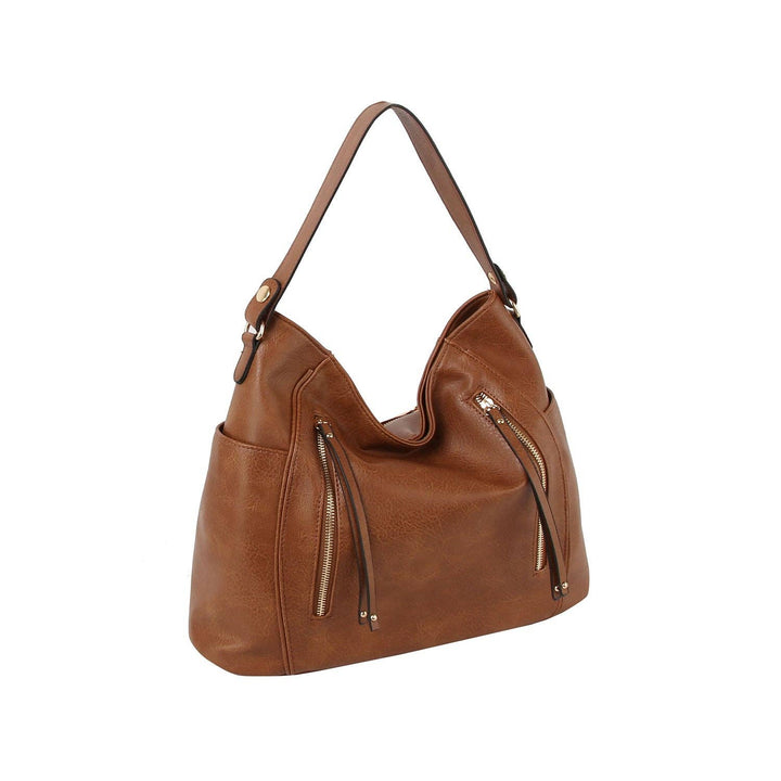 Front zipper detail trendy hobo shoulder bag