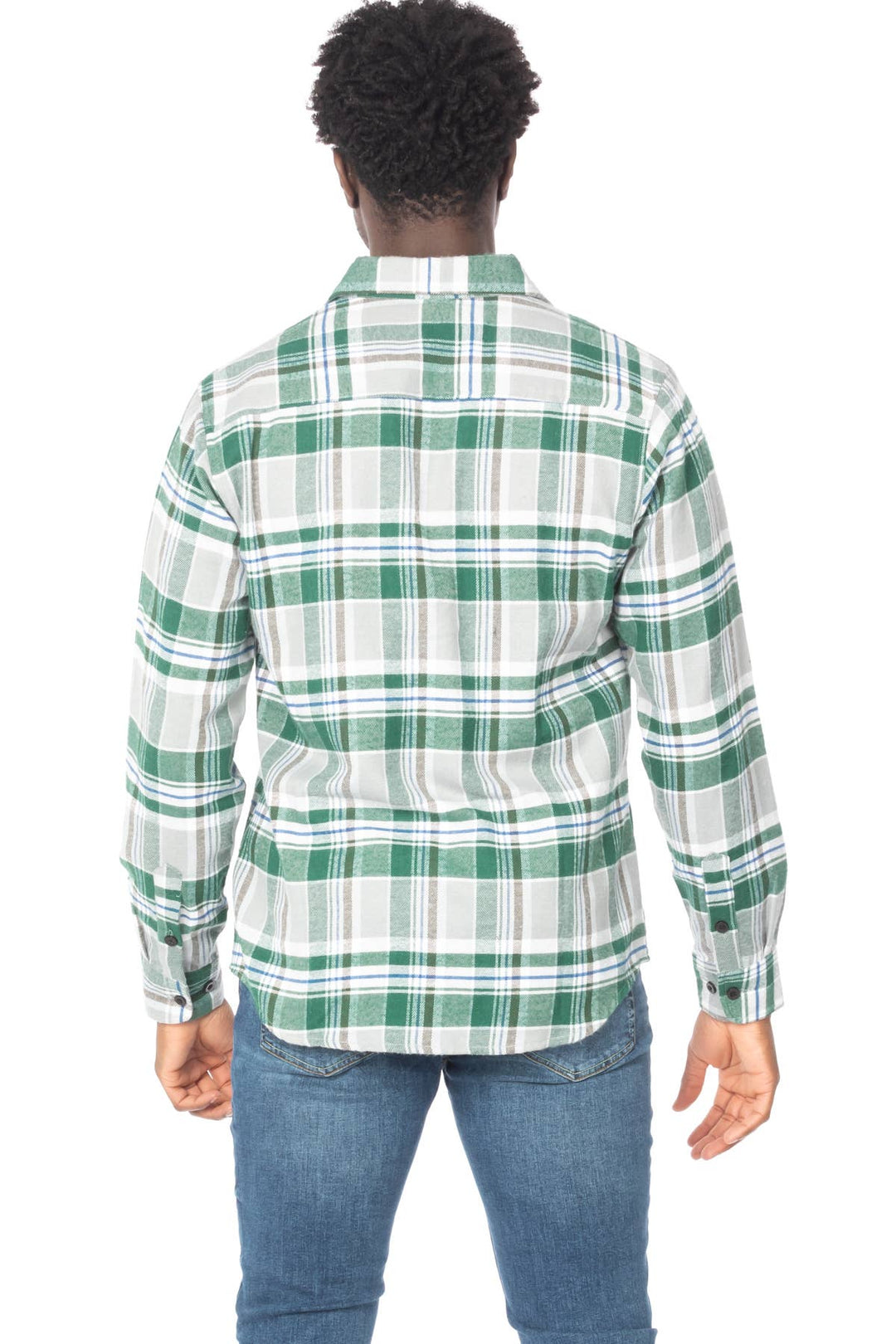 Men's Green Flannel Long Sleeve Shirt