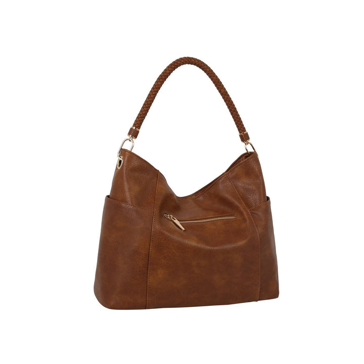 Braided Handle Soft Hobo Shoulder Bag