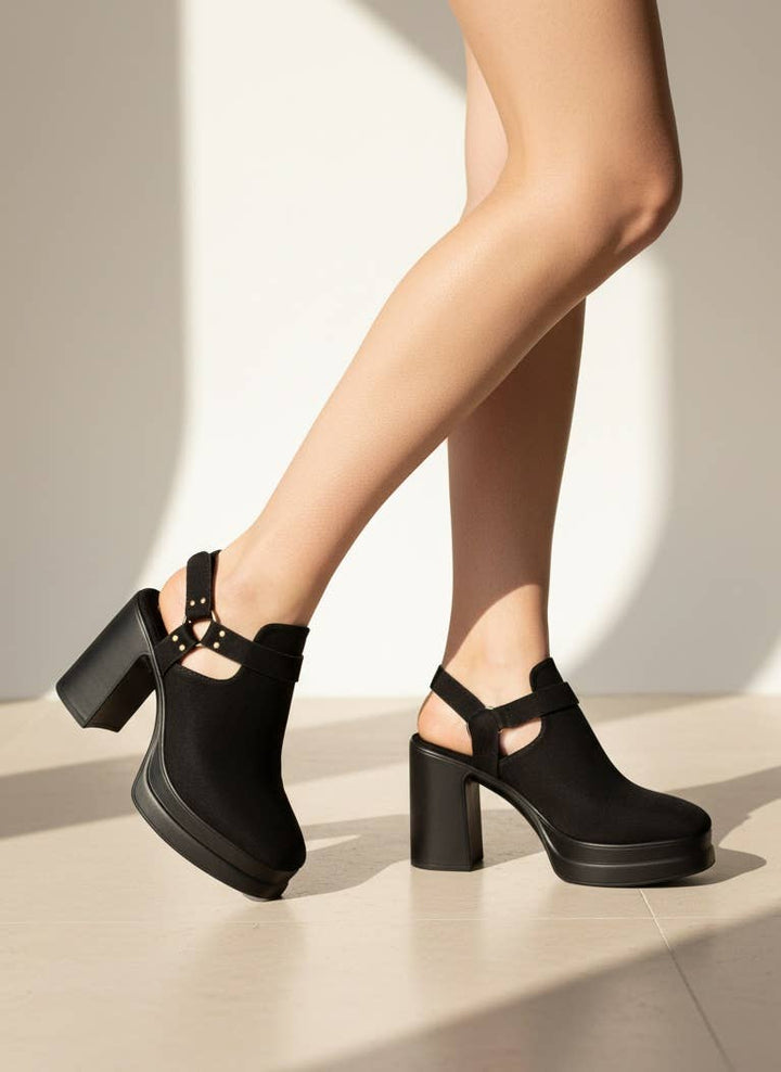 PALAZZO Slingback Cutout Platform Bootie Chunky Block Heel