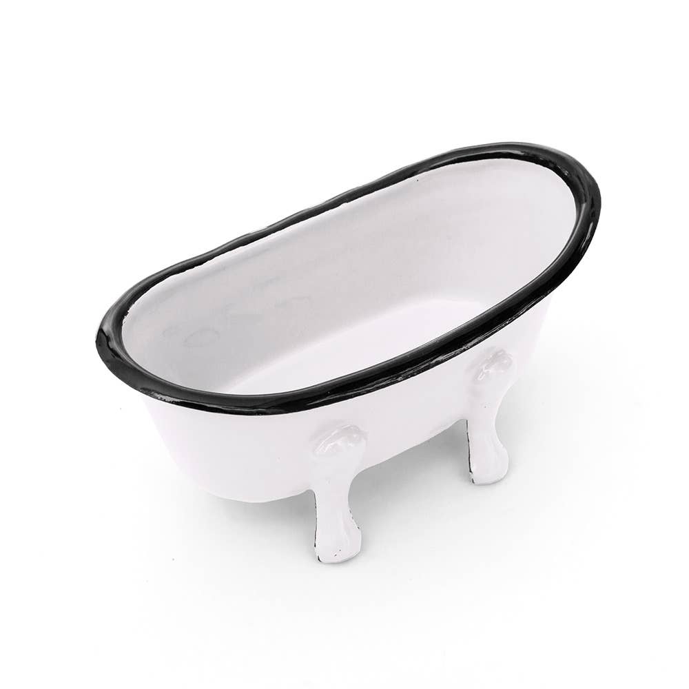 Farmhouse White Metal Bathtub Soap Dish