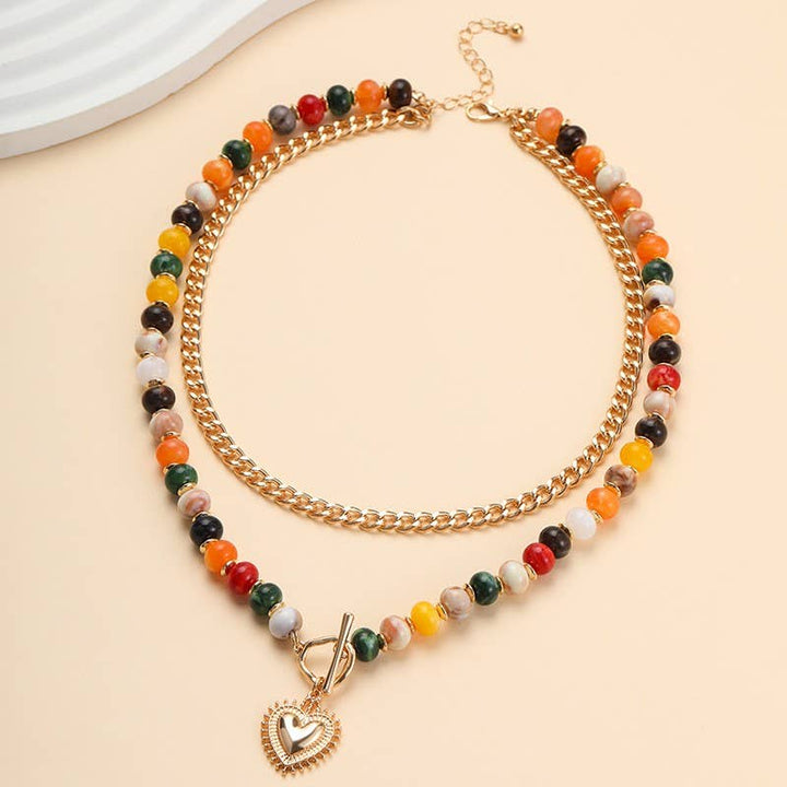 Multi Layer Pendant Resin Beaded Necklaces