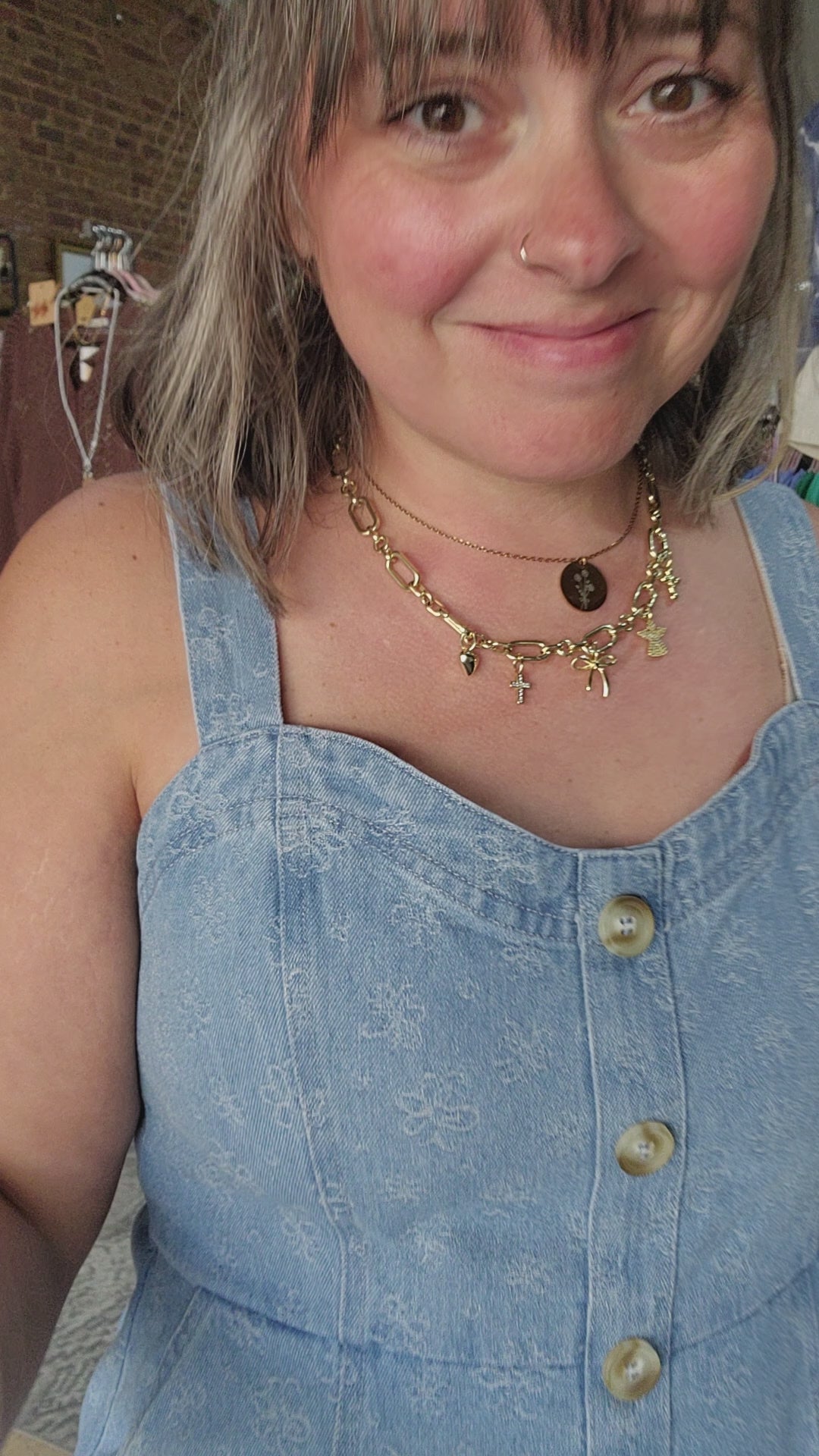 Floral Denim Jaquard Dress