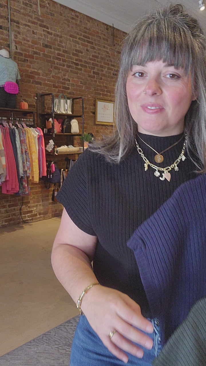 Mock Neck Mom Crop Sweater