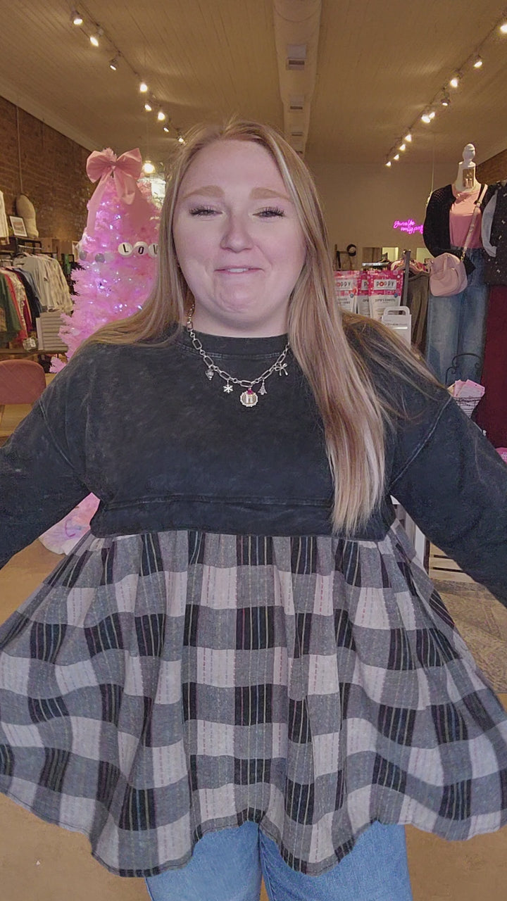 Two Tone Oversize Babydoll Top