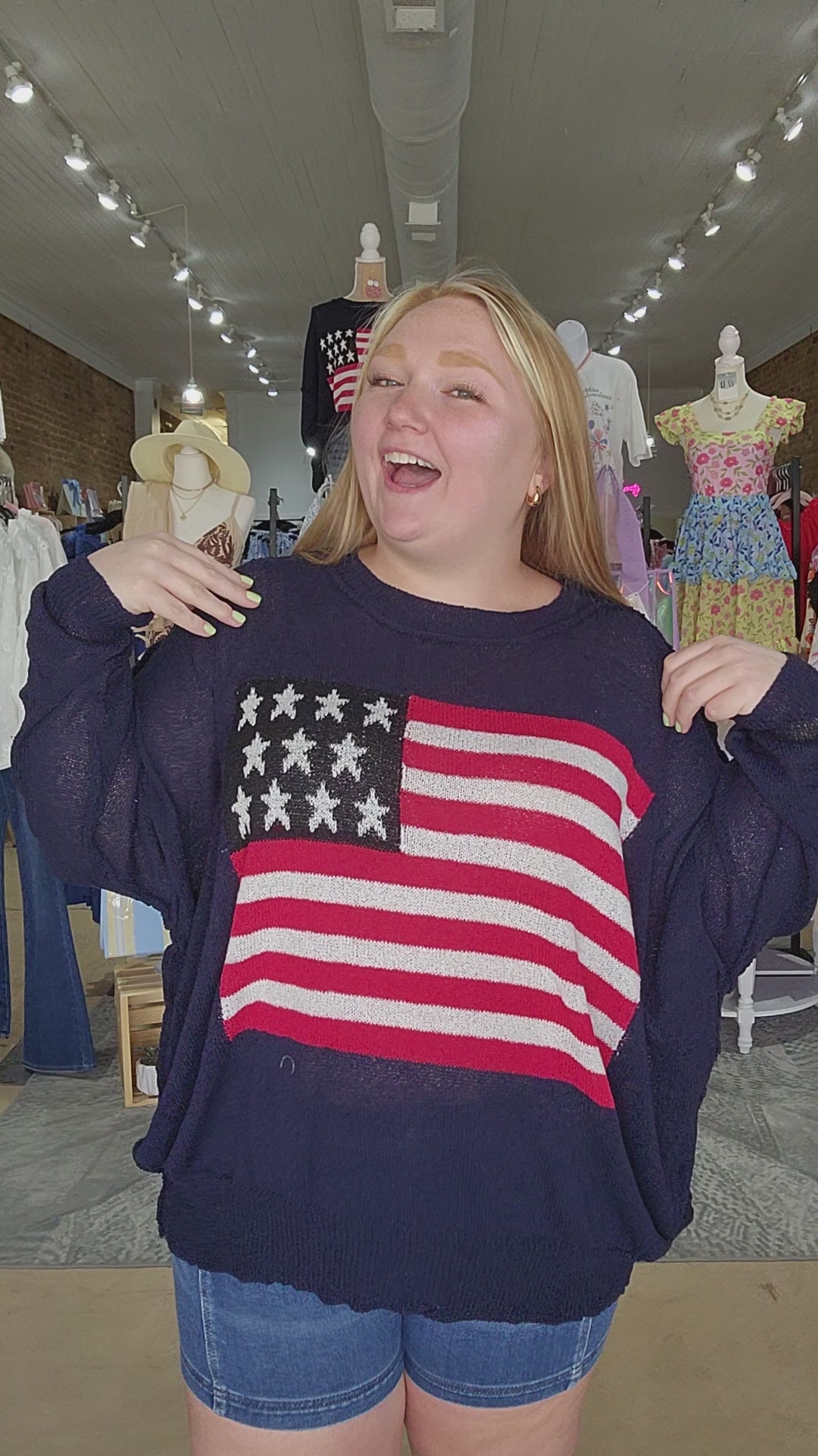American Flag Knit Pullover