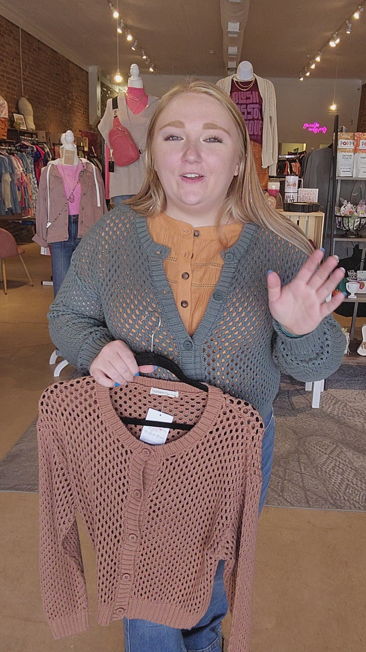 Open Weave Button Up Cardigan