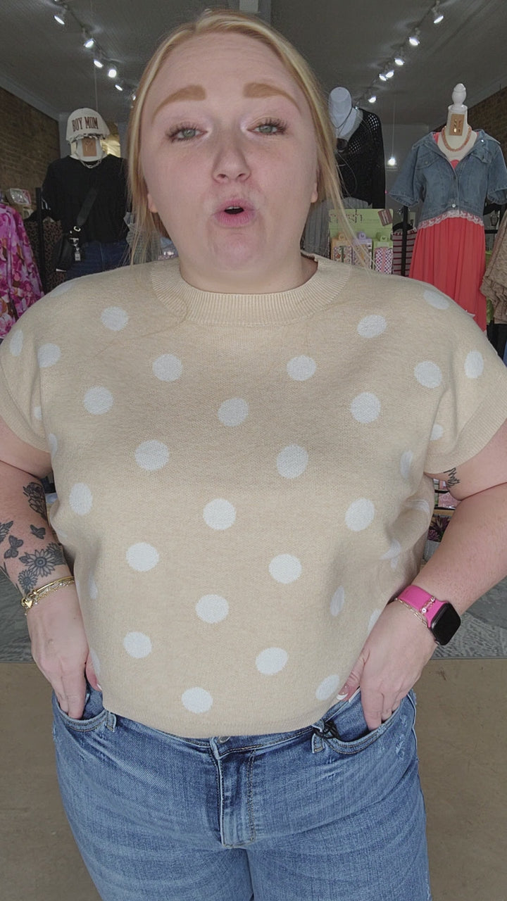 Polka Dot Sleeveless Knit Top