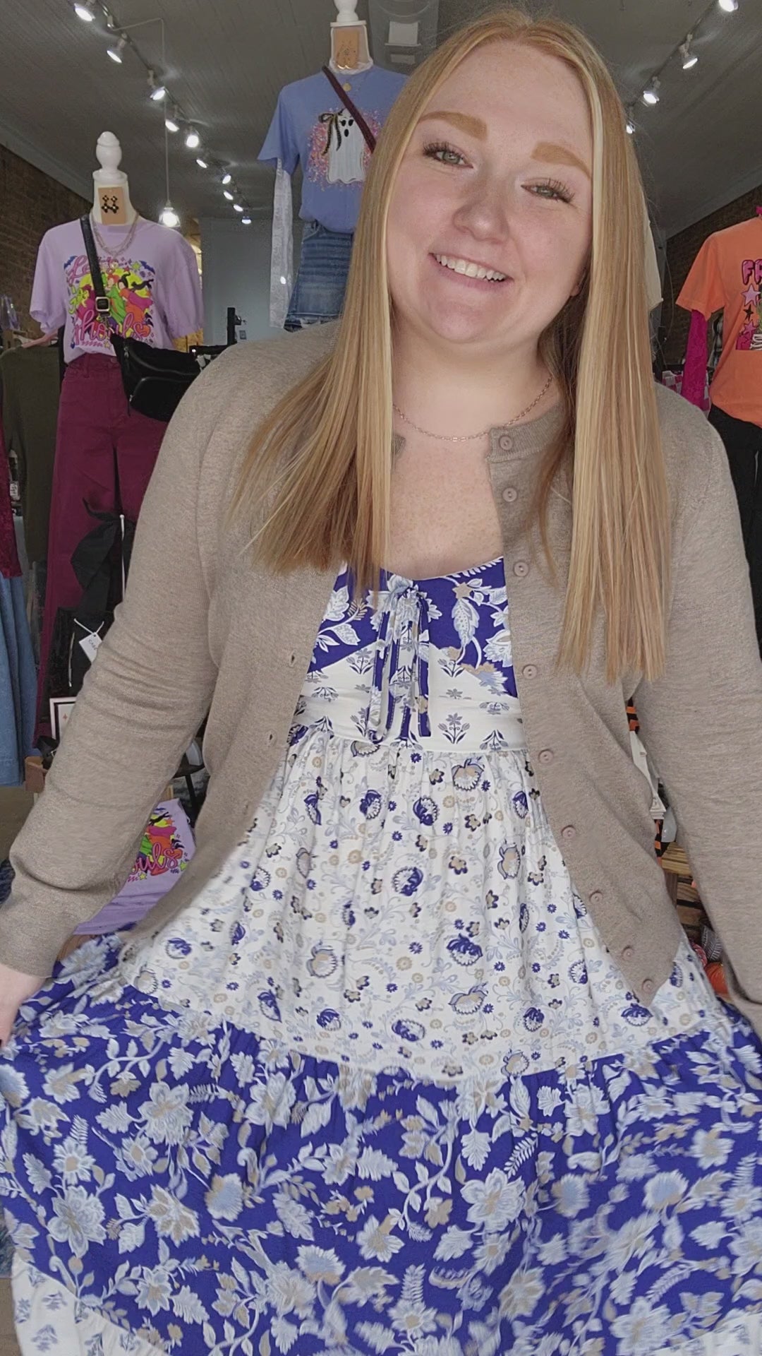 Blue Floral Midi Dress