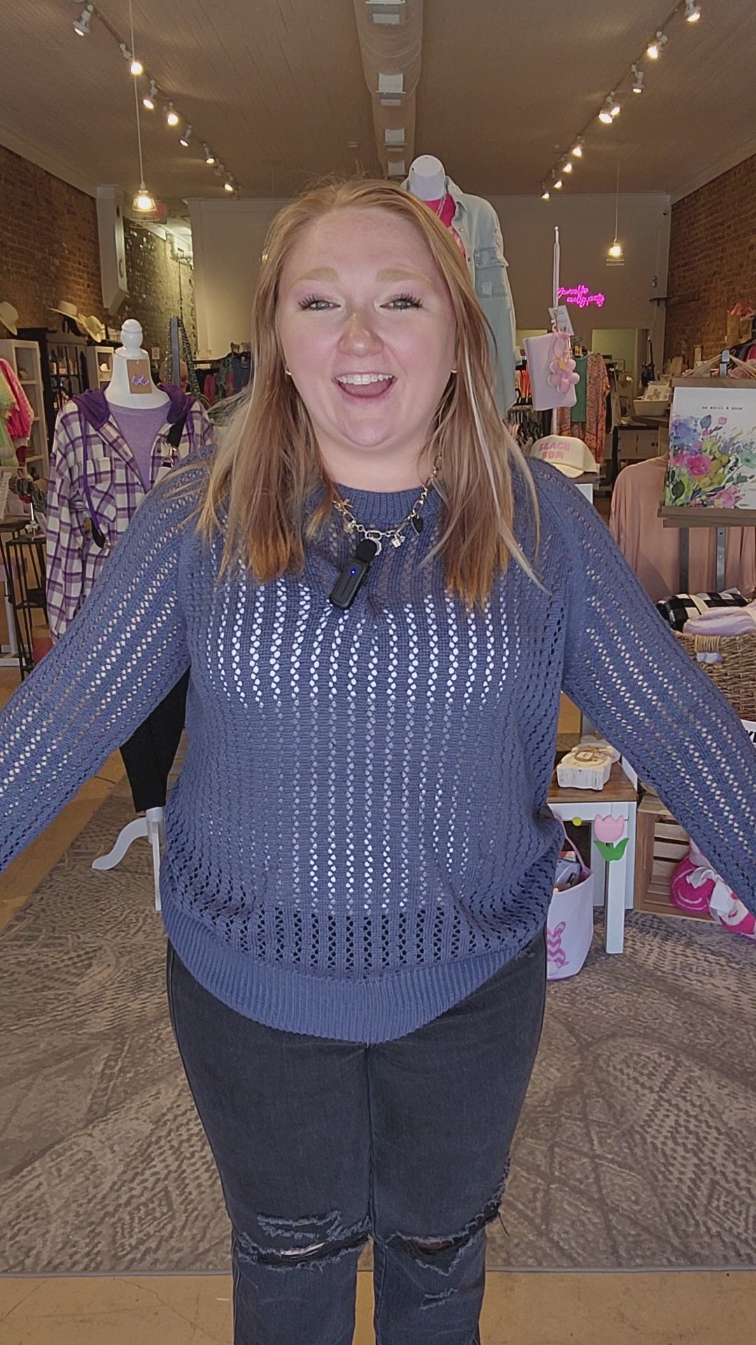 Navy Open Weave Knit