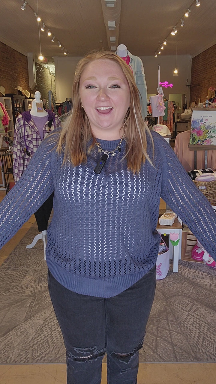 Navy Open Weave Knit