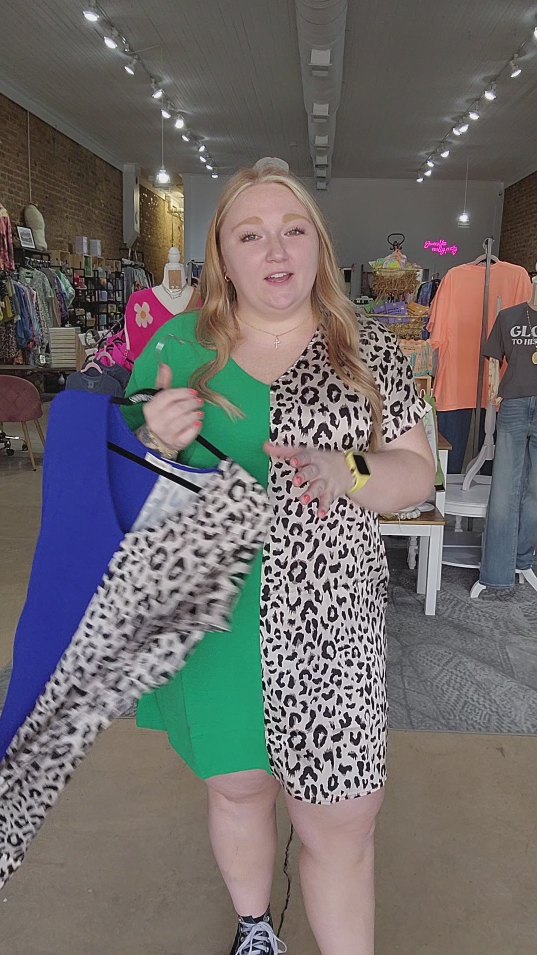 Leopard Print Color Block Dress