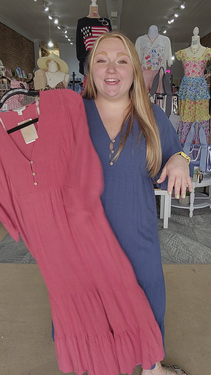 Linen Peasant Dress