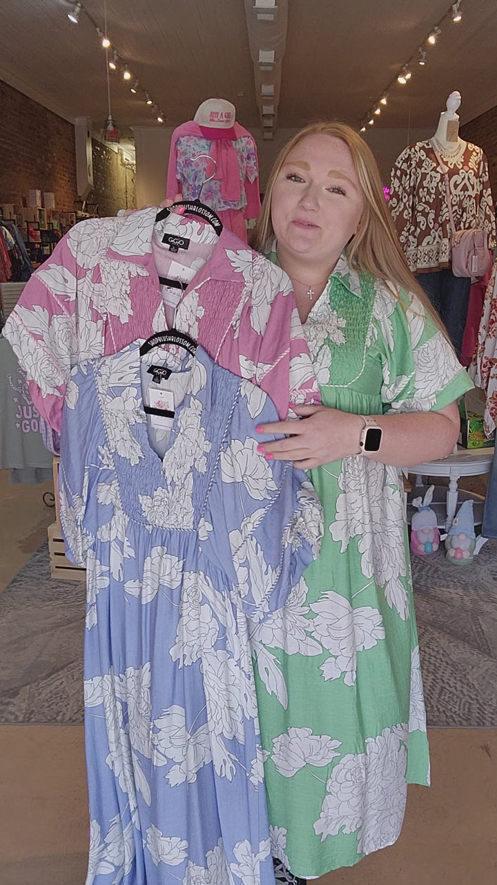 Floral Puff Sleeve Midi Dress
