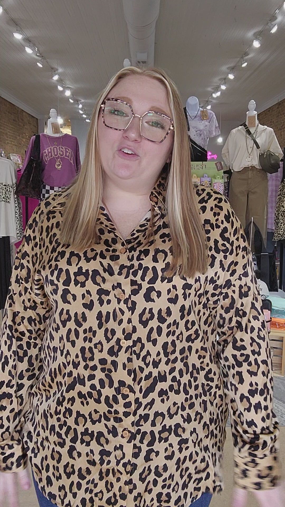 Leopard Button Down Tunic Top
