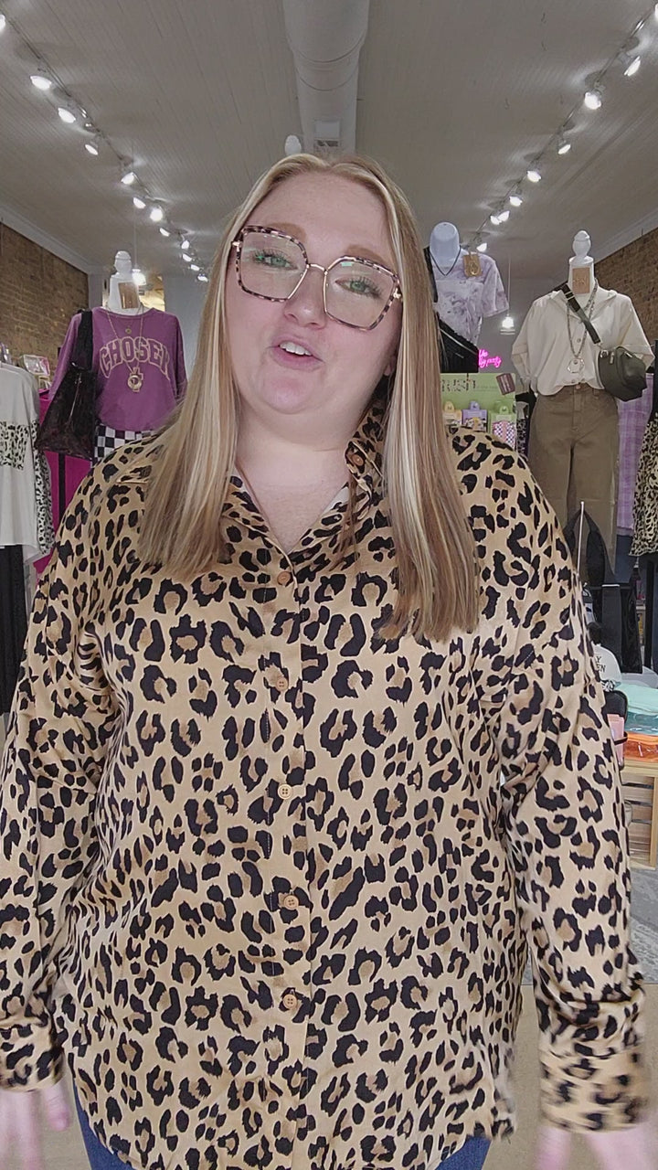 Leopard Button Down Tunic Top