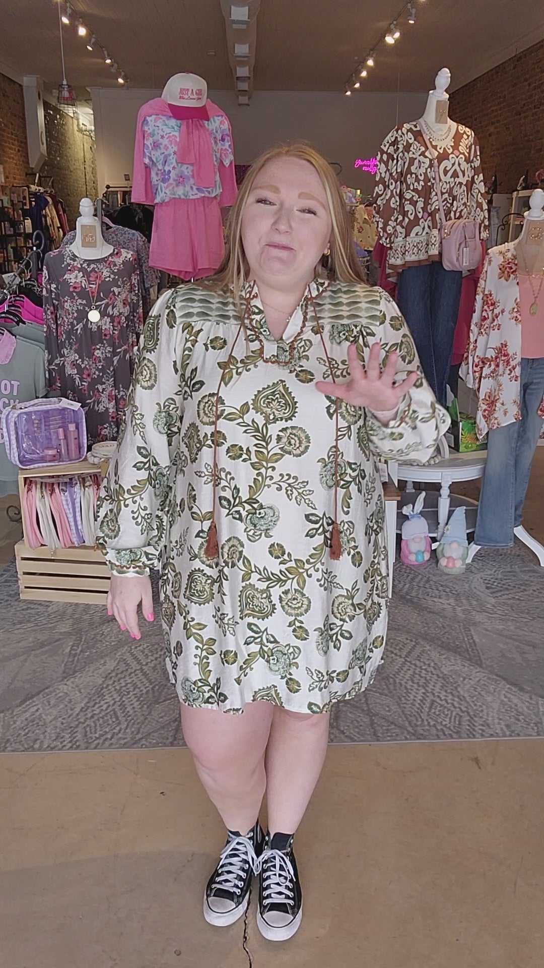 Mixed Print Tassle Dress