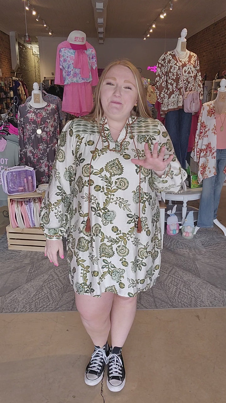 Mixed Print Tassle Dress