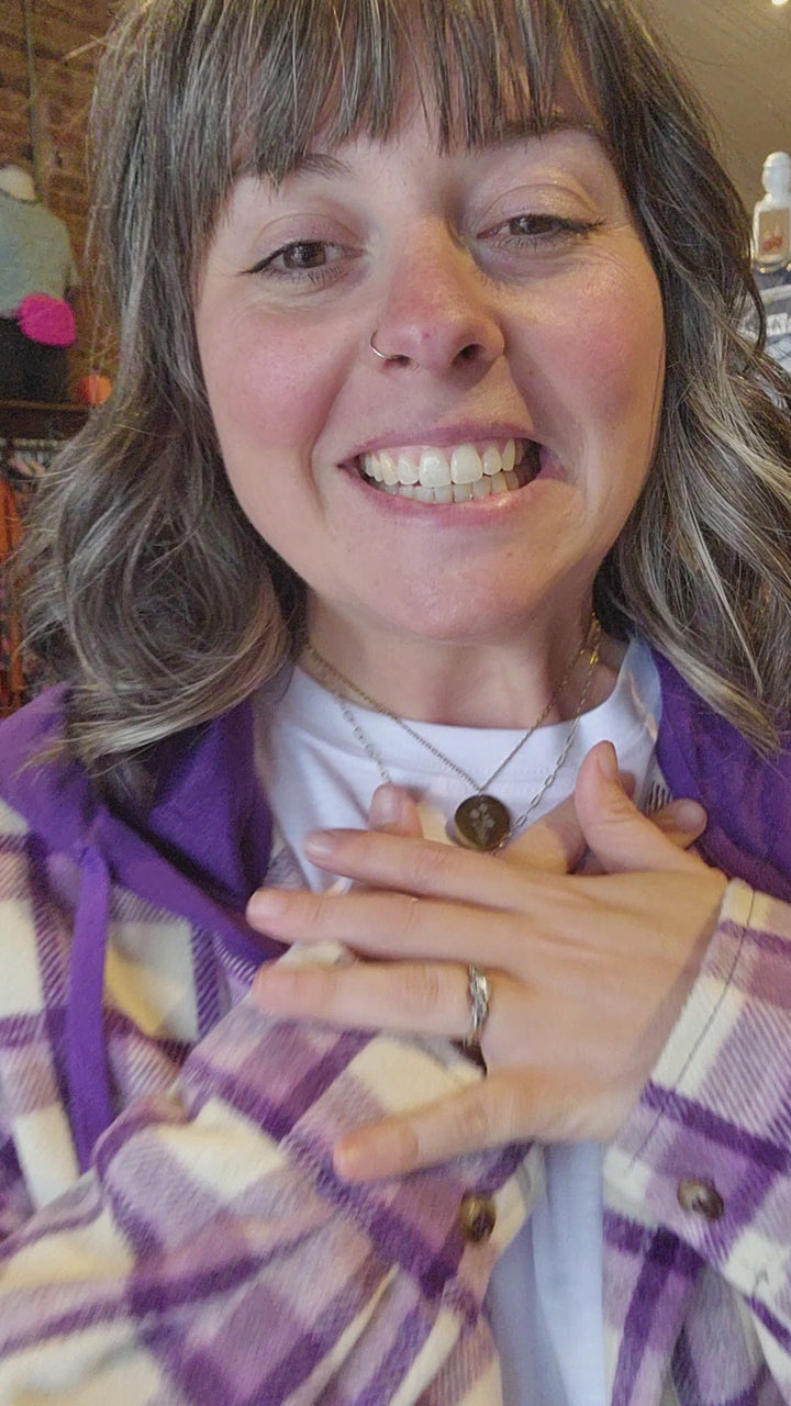 Purple Hooded Flannel Shacket