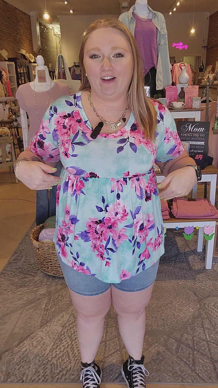 Mint Floral Top