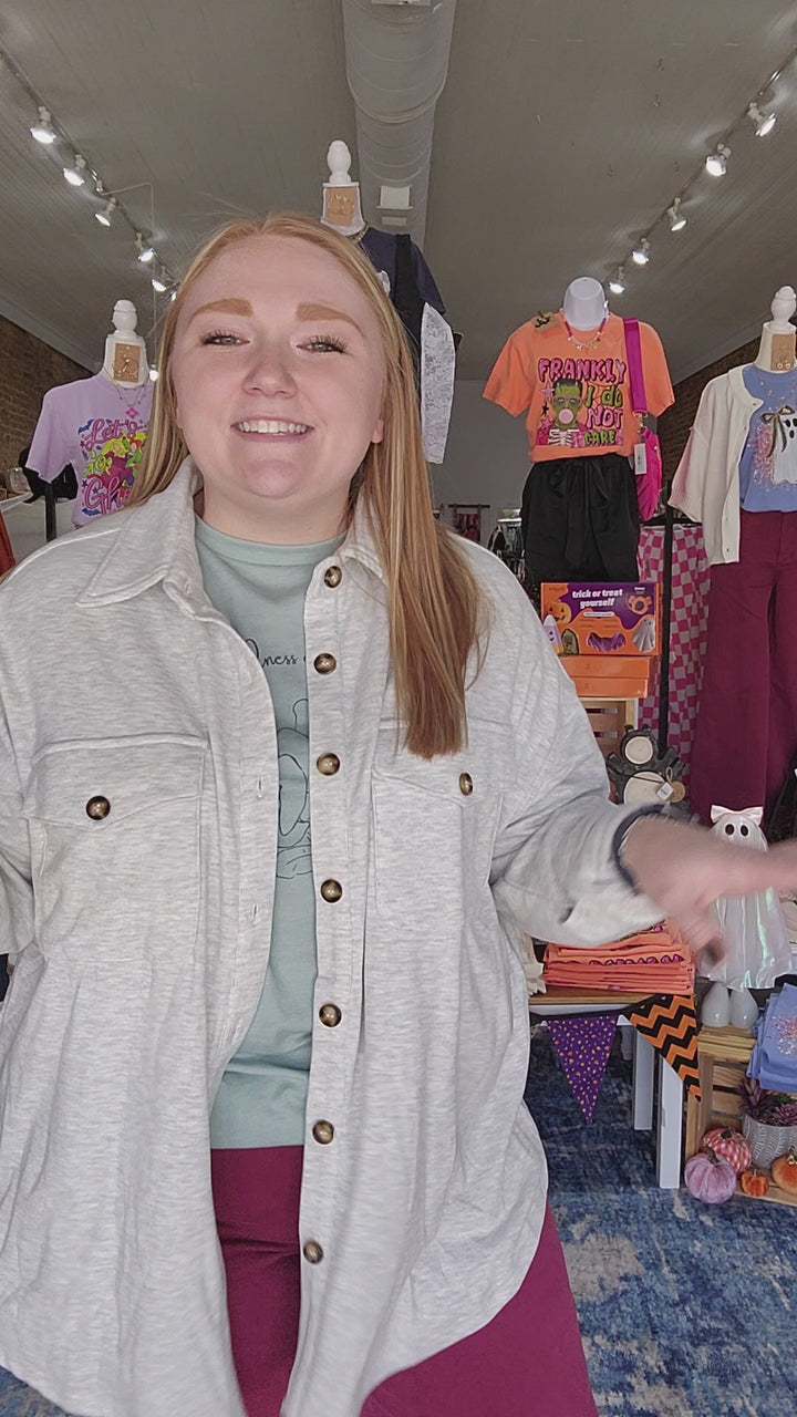 Heathered Button Down Shacket