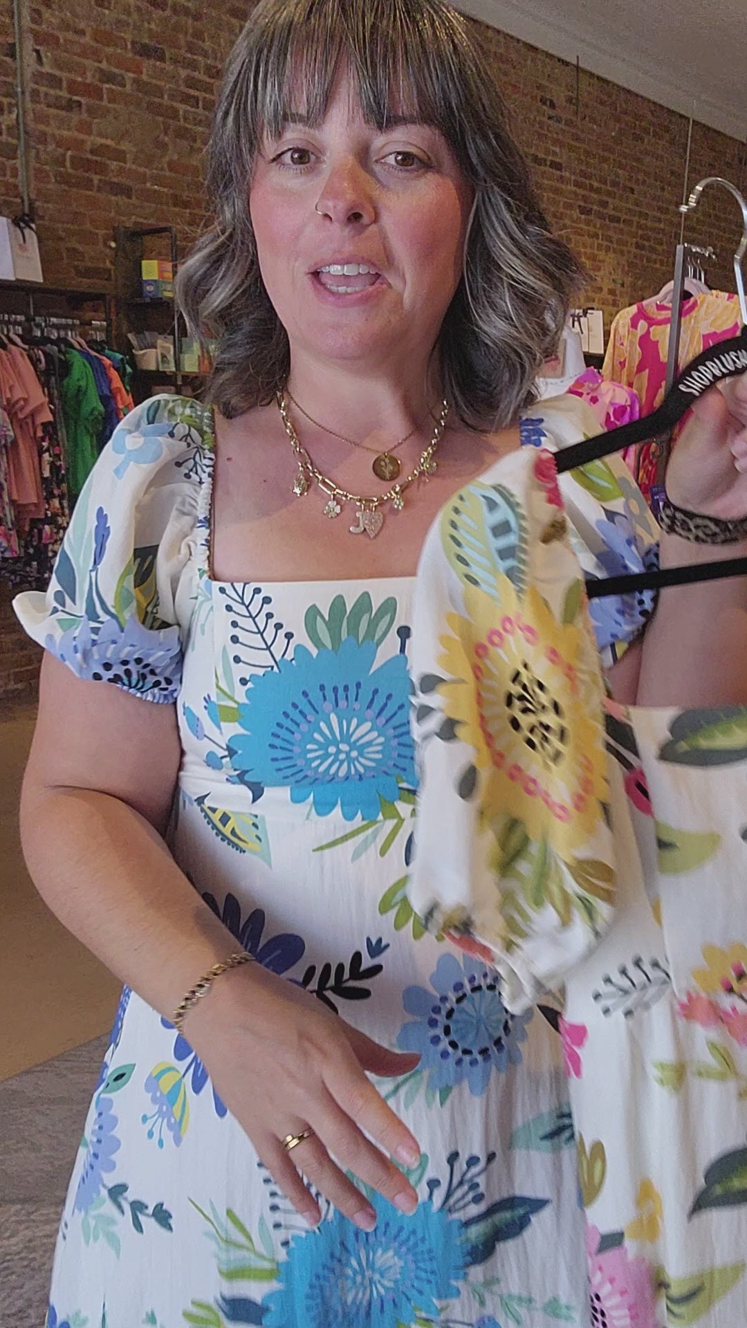 Floral Puff Sleeve Midi Dress