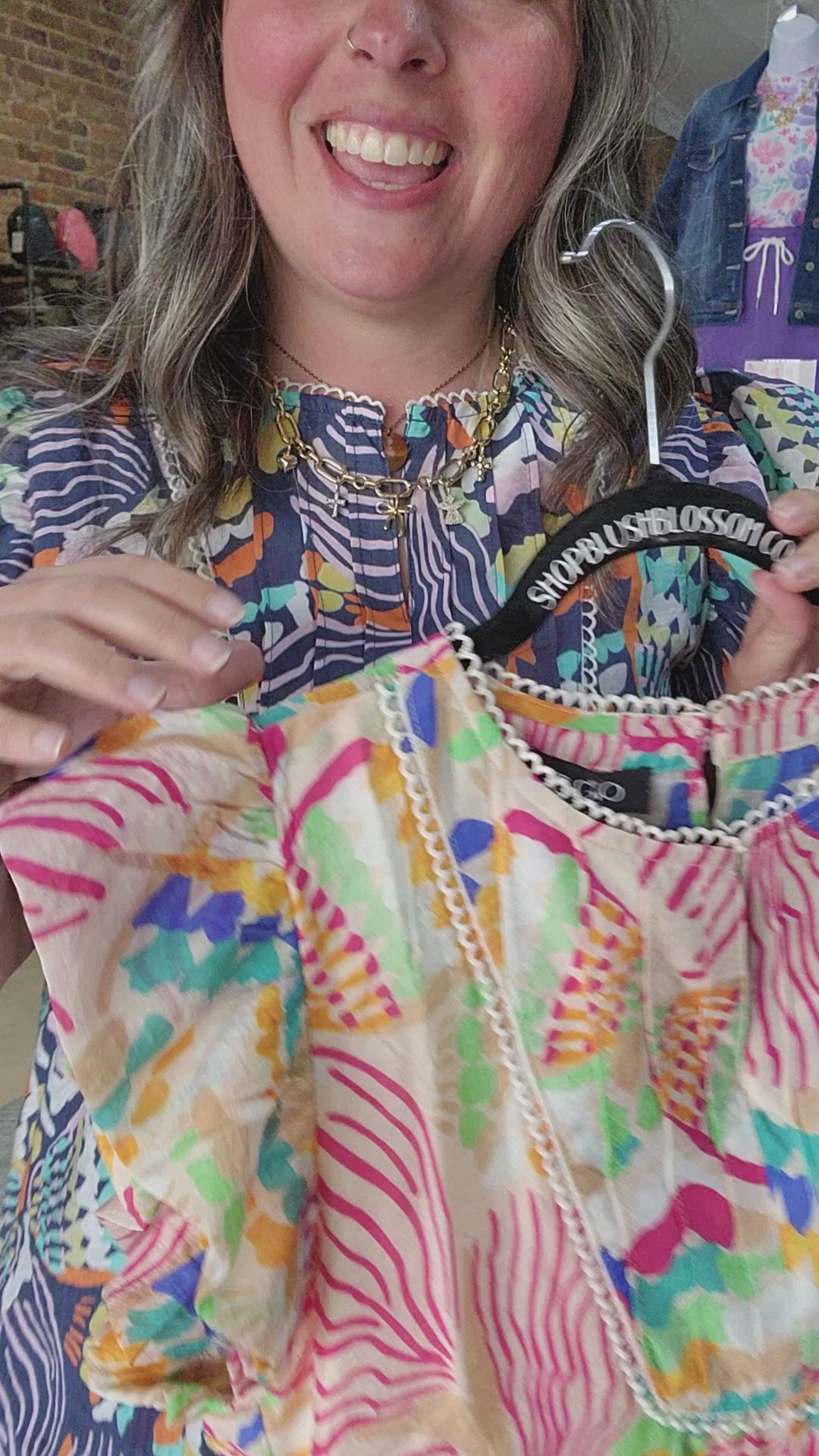 Abstract Print Flutter Sleeve Dress