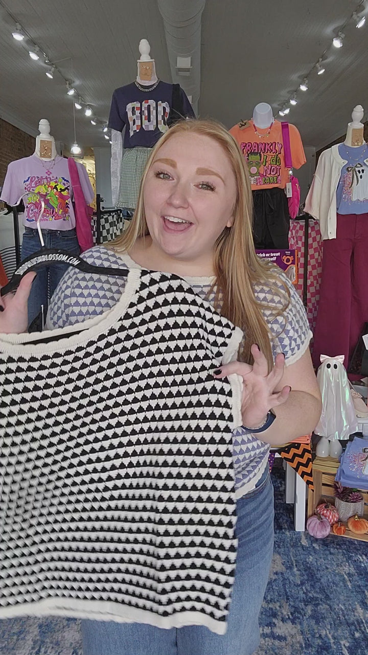 Geometric Stripe Knit Top