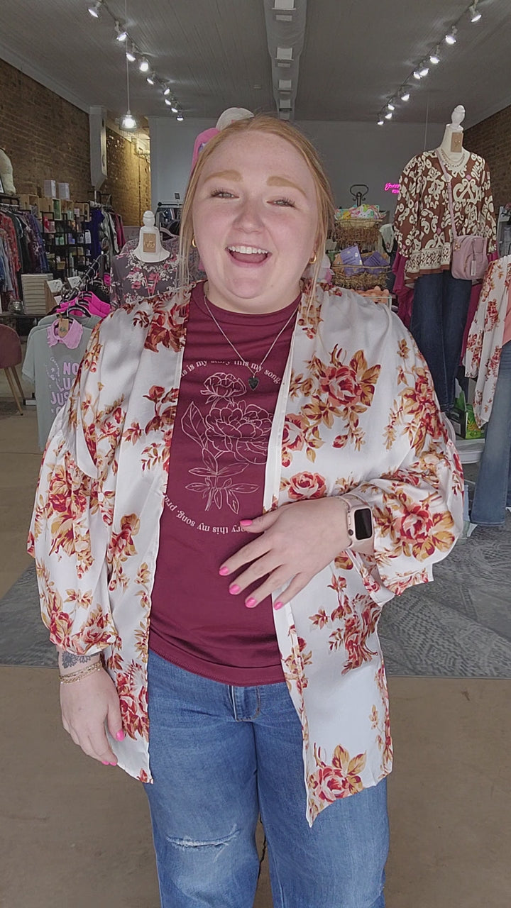 White Floral Kimono