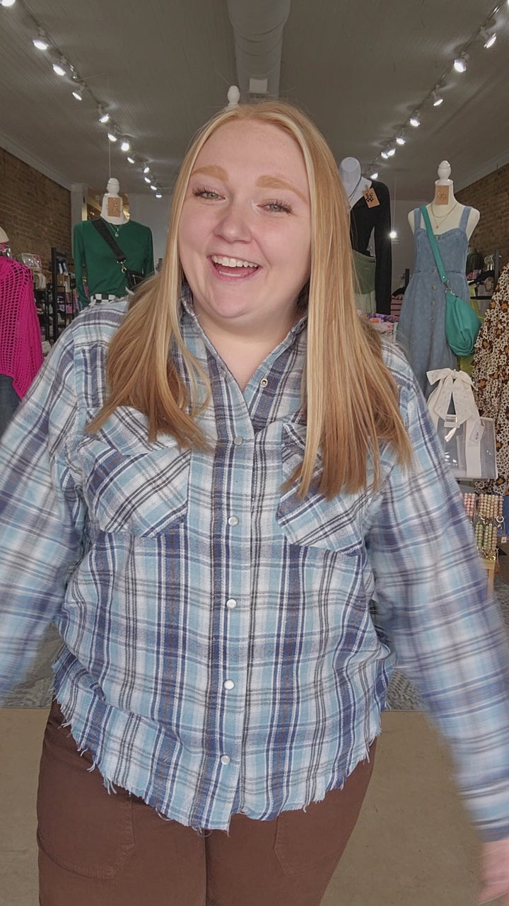 Raw Edge Flannel Top
