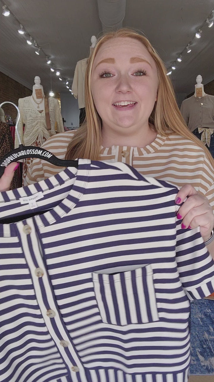 Stripe Pattern Button Down Top