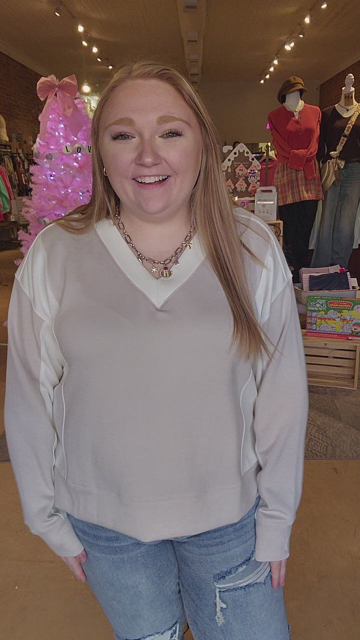 Neutral V Neck Pullover