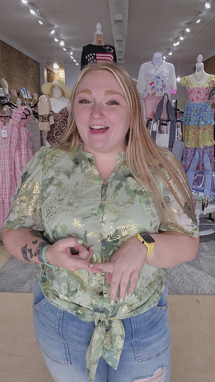 Tie Front Floral Blouse