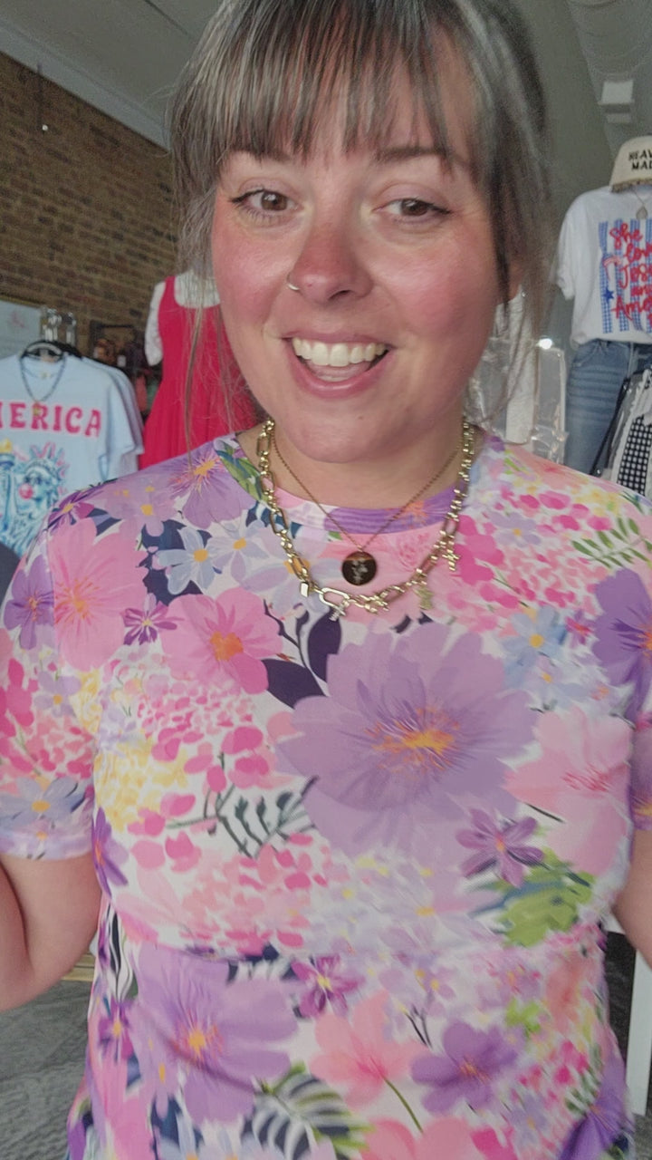 Summer Floral Mesh Top