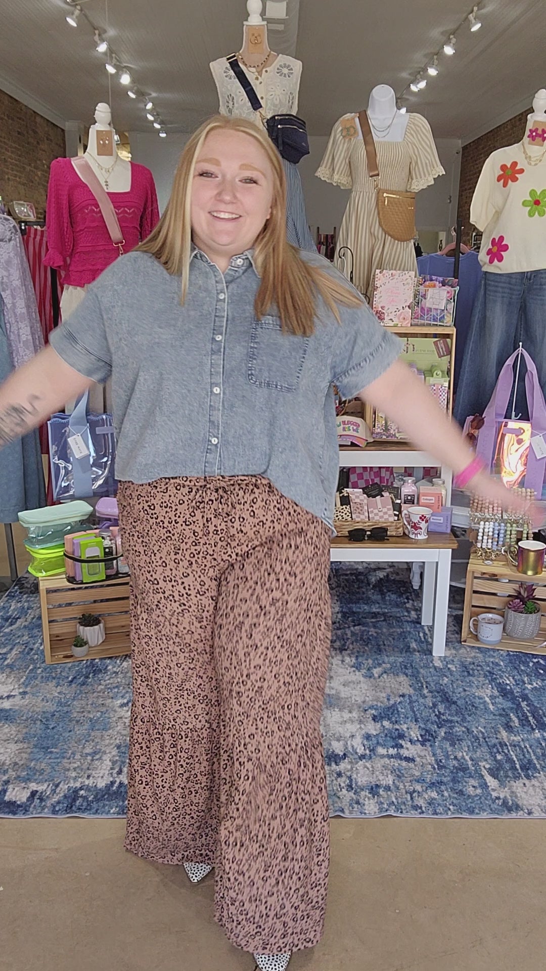 Cheetah Print Crinkle Pants