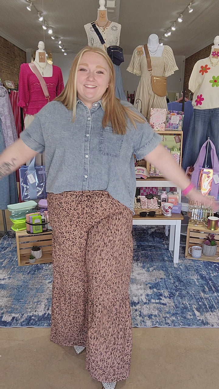 Cheetah Print Crinkle Pants