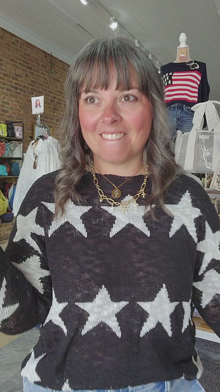 Star Print Knit Top