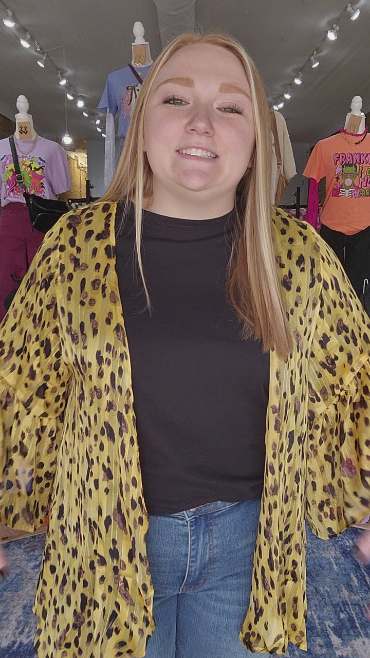 Golden Cheetah Print Kimono