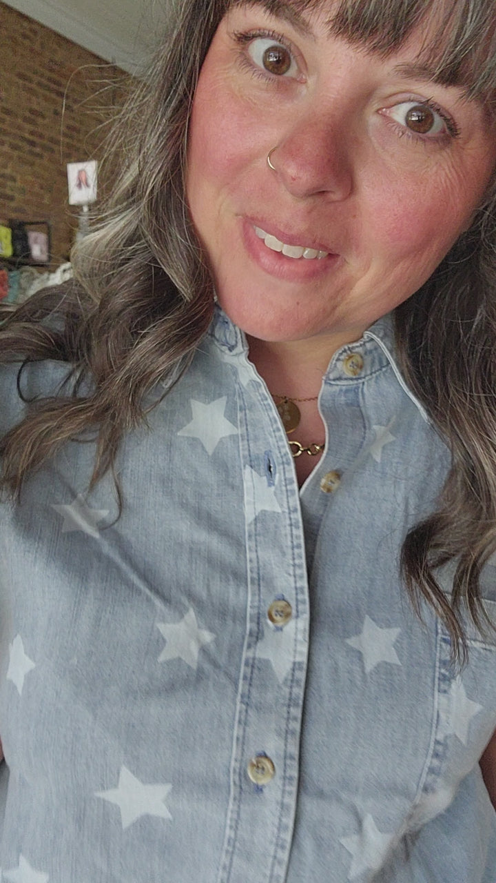 Chambray Star Button Up Top