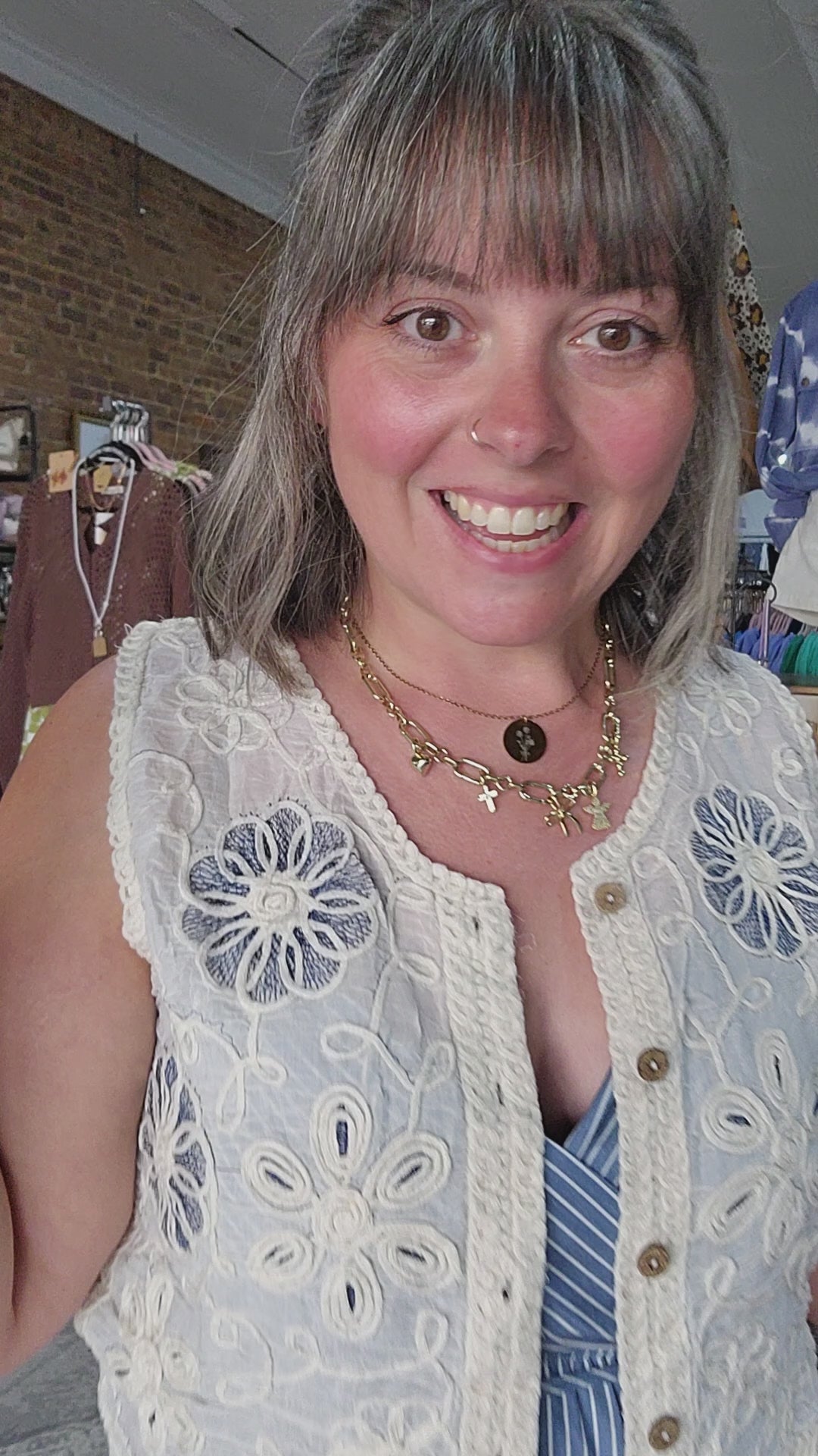 Mix Media Floral Crochet Vest