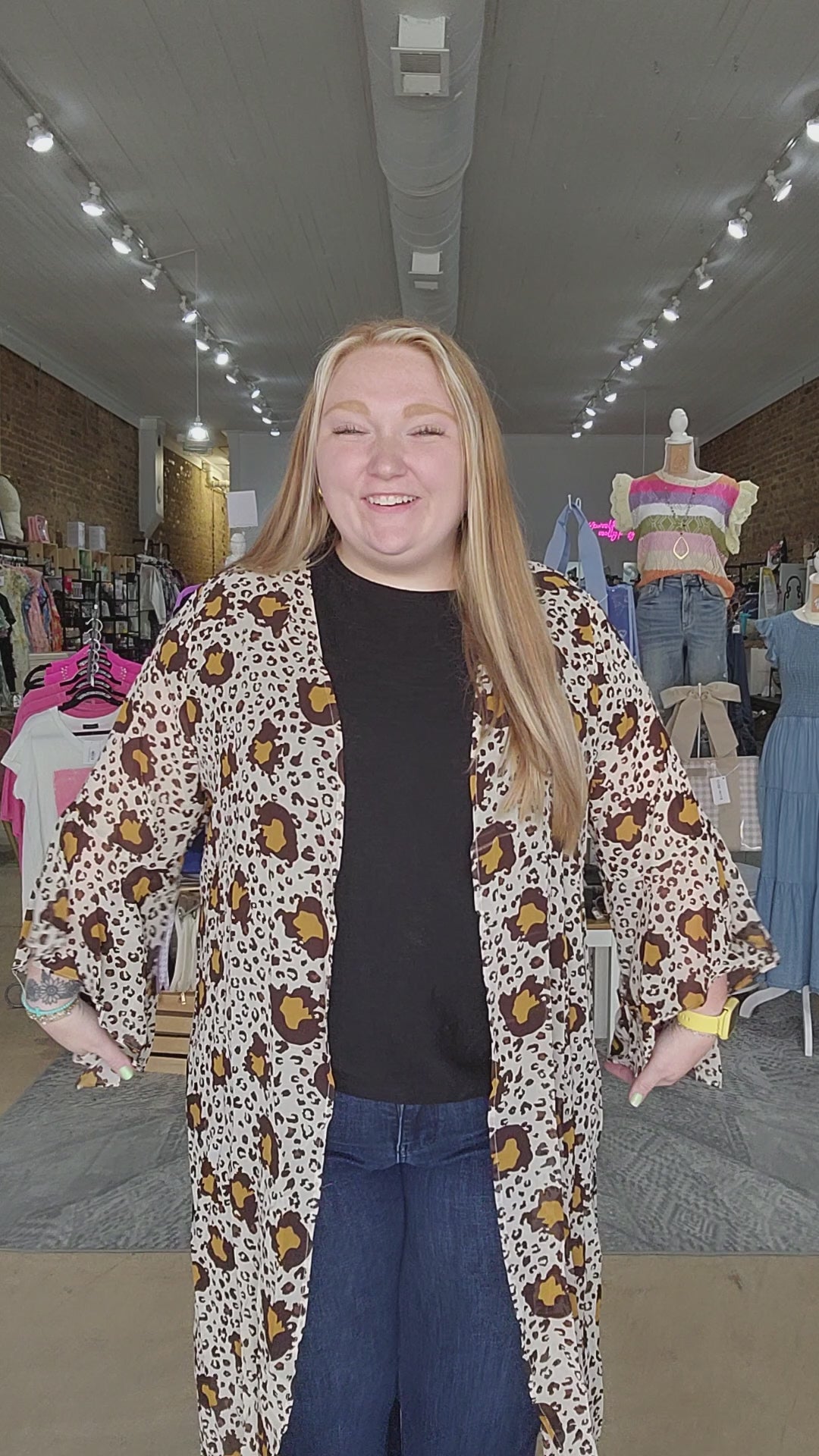 Brown Cheetah Kimono