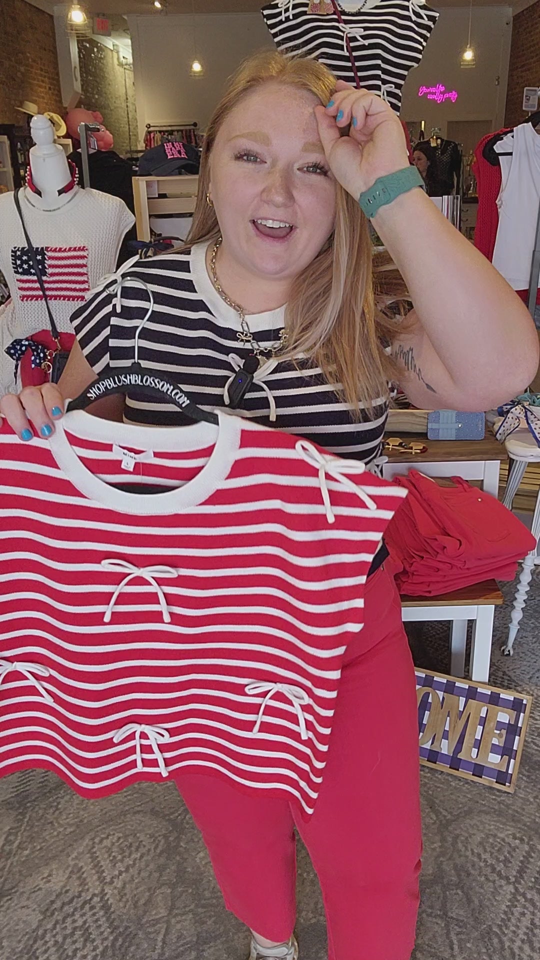 Stripe Bow Top