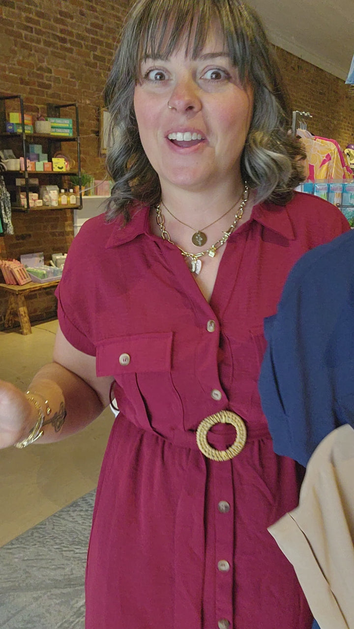 Belted Button Up Dress