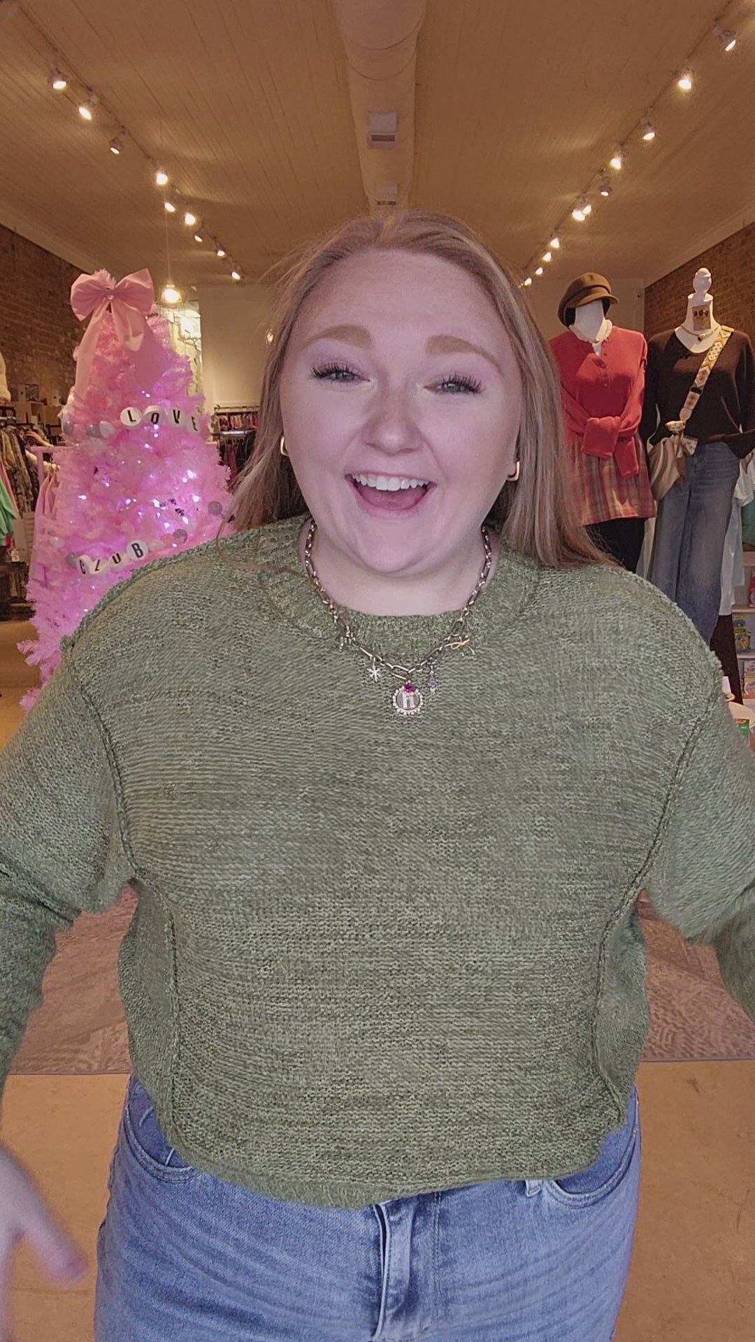 Exposed Seam Olive Knit Top