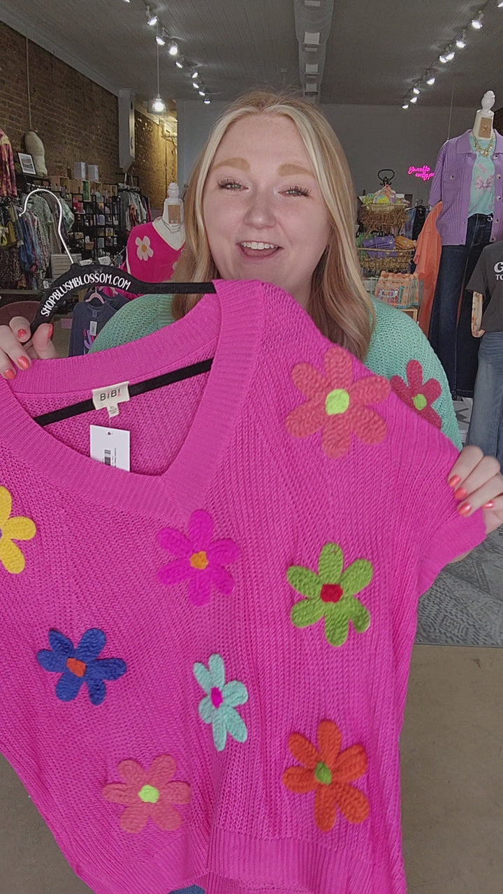 Crochet Flower Open Weave Top